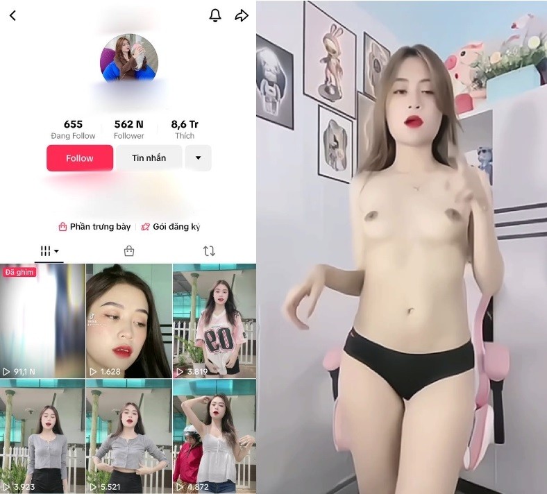 Phim  Sex Tiktoker nhảy không mặc gì